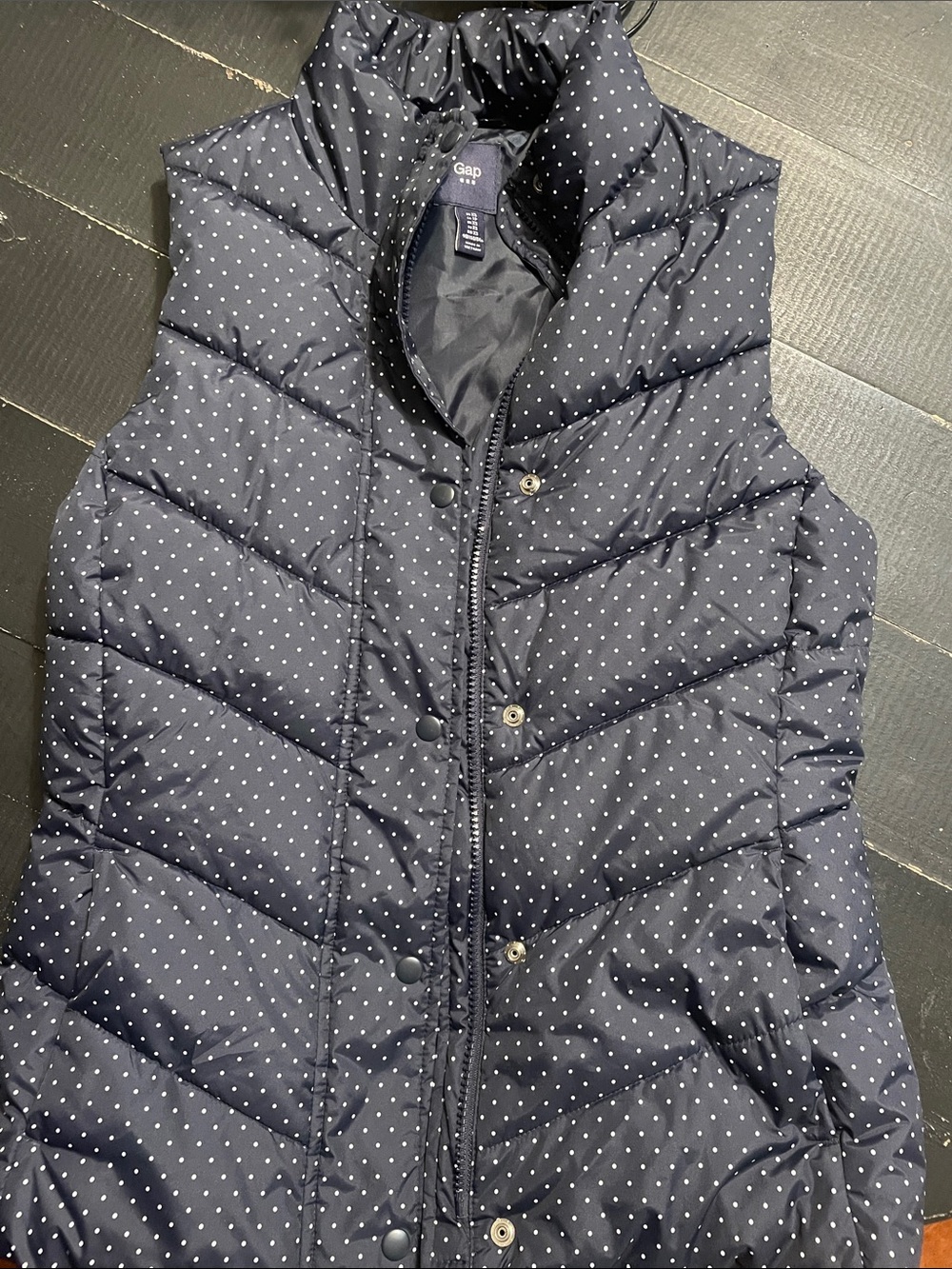GAP Navy Polka Dot Quilted Puffer Vest